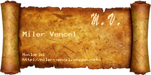Miler Vencel névjegykártya